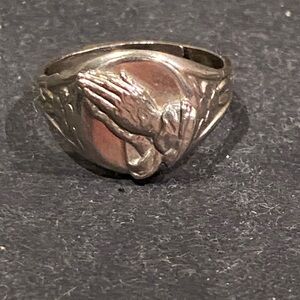 Silver Tone Praying Hands Ring